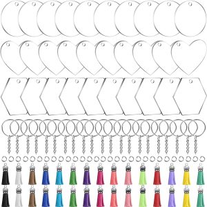 #AC 03-20 30PCS Mixed Shapes Acrylic Blanks Keychain Kit with Tassels