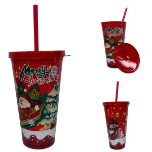 #JT 10-02 Plastic 12PC 600ml Christmas Cup Set