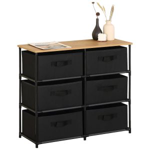 #SN-0406 Storage Chest with 6 Fabric Drawers & Wooden Top