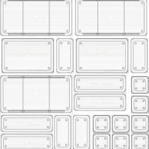 #SN 01-16 21PC Clear Acrylic Drawer Organizer Set - Striped Base with 3 Adjustable Trays