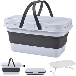 #ST-8599 Multi-use Collapsible Plastic Basket with Foldable Tray