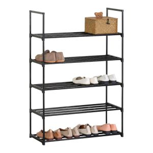 #XJ-0441 Black Plastic 5 Tier Shoe Rack