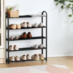 #XJ-053 Black Plastic 5 Tier Shoe Rack