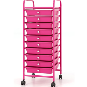 #TY 01-09 Pink 10 Drawers Plastic & Metal Cart