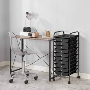 #TY 01-09 Black 10 Drawers Plastic & Metal Cart