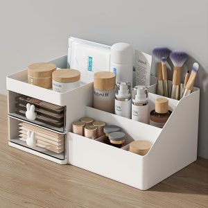#ZM 01-27 White Plastic 2 Drawers Desktop Organizer
