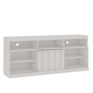 #NC7400-001 Sliding Door TV Stand on Wheels - White Finish - Up to a 70" TV