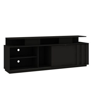 #NC7800-002 TV Stand with Sliding Door  - Black Finish - Up to a 70" TV
