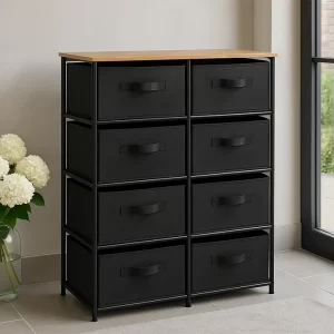 #SN-0408 Storage Chest with 8 Fabric Drawers & Wooden Top