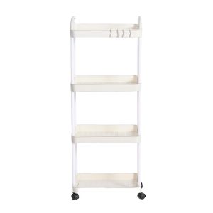 #SS 01-04 White Slim Plastic 4 Tier Cart - 2 Carts for $100