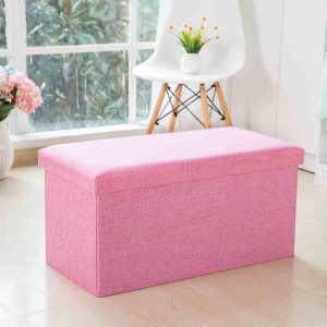 Light Pink 30" Foldable Fabric Ottoman
