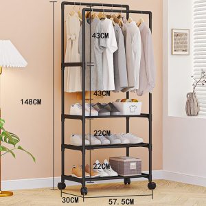 #WD 01-06 Metal & Plastic Clothing Rack on Wheels