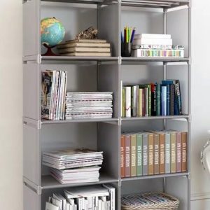 #WD 03-09 Grey Metal, Plastic & Fabric 8 Cube Multi-use Shelving