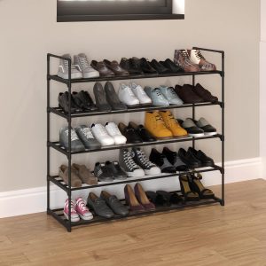 #XJ-0432 Black Plastic 5 Tier Shoe Rack