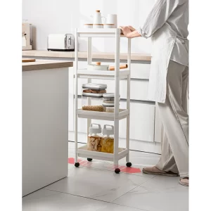 #ZW-0417 White Slim Plastic 4 Tier Cart