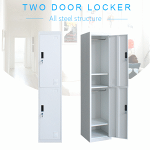 2 Door Clothing Storage Metal Locker Cabinet - Grey Finish