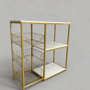 #BF 01-02 White 4 Layer Microwave Stand with Gold Frame