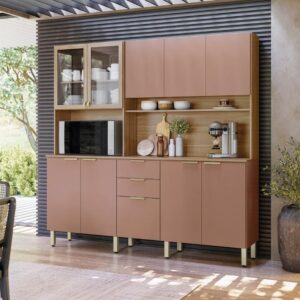 Amora 2 Drawers 10 Doors Compact Kitchen Cabinet - Almond/Marsala Prime TX