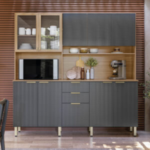 Amora 2 Drawers 10 Doors Compact Kitchen Cabinet - Almond/Graphite