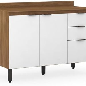 Firenze 3 Doors & 2 Drawers Lower Cabinet with Countertop - Almond/White