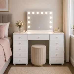 #JG 01-71 White 11 Drawer Vanity with 12 LED Bulb Lights