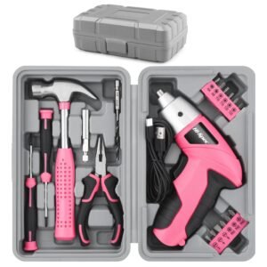 #CL 02-04 Pink 20PC DIY Tool Kit with Electric Screwdriver