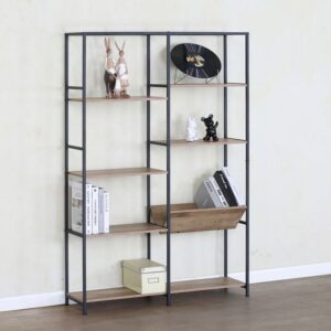 #SJ-1002 Oak Metal & Wood 7 Tier Multi-use Shelving
