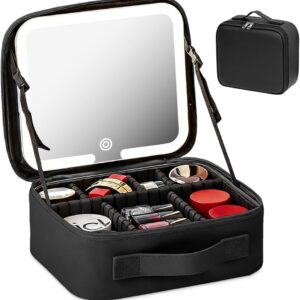#BF 05-09 Black Leatherette Cosmetic Case with Detachable LED Mirror