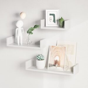 #FS-003-WH Small White U-Shaped 3PC Floating Shelves
