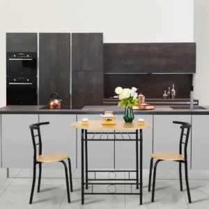 #JQ-805 3PC Wood & Metal Dining Set
