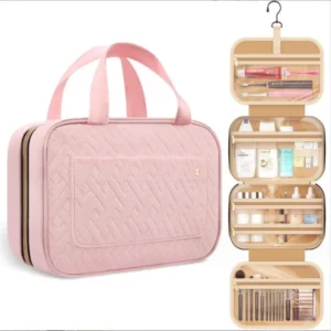#LX 01-105 Pink Cosmetic Travel Bag with Hanging Hook