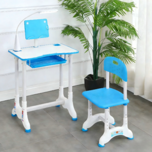#XK 01-02 Blue Kids Desk & Chair Set with LED Desk Lamp