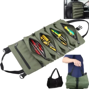 #CL 02-01 Green 5 Pocket Foldable Tool Storage Bag