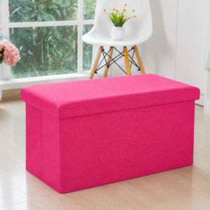 Dark Pink 30" Foldable Fabric Ottoman
