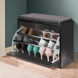 #SC-013BL Black 1 Door Shoe Bench