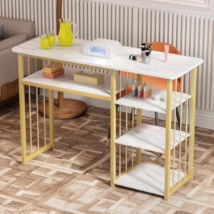 #SF 08-01 Smaller Nail Table with Gold Frame & Shelves