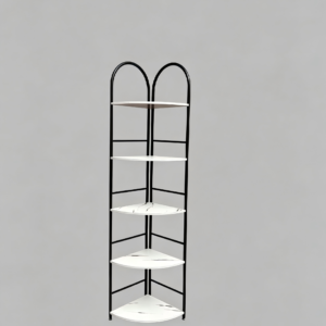 #SF 08-03 Black 5 Tier Wood & Metal Corner Shelf