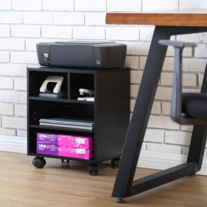 #ST-005 Small Printer Stand on Wheels - Black