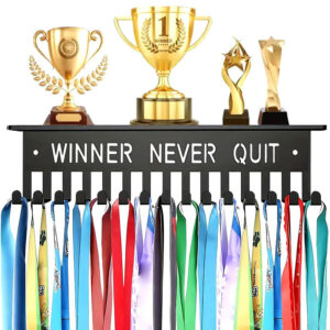 #SV 17-01 Black Metal Medal & Trophy Holder - 'Winner Never Quit'