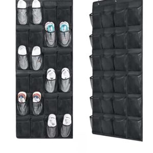 #WF 02-02 Black Fabric 24 Pocket Over the Door Shoe Bag