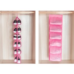 #WF 05-06 Pink 12 Pocket Fabric Hanging Shoe Organizer