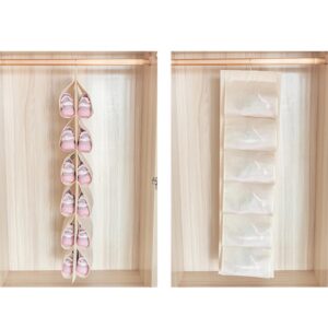 #WF 05-07 Beige 12 Pocket Fabric Hanging Shoe Organizer