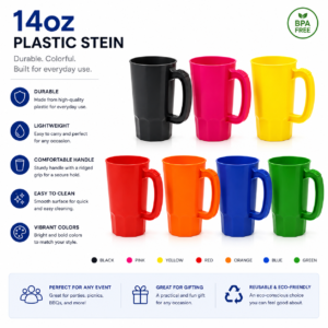 #WH 01-48 14oz Plastic Stein Cup - 48PCS