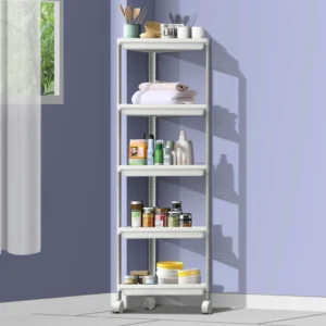 #ZW-712 White Plastic 5 Tier Corner Cart