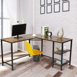 #ZYO-25 L-Shaped Metal & Wood Corner Desk