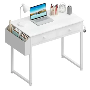 #ZYOT-17 White Metal & Wood 2 Drawers Multi-use Desk
