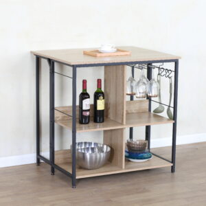 #CF-907 Oak Wood & Metal Folding Bar Table