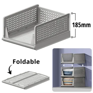 #G-3443 Grey Plastic Collapsible Storage Basket