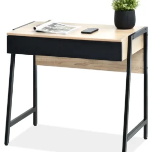 #SZ-8348 Oak & Black Wood & Metal 1 Drawer Desk