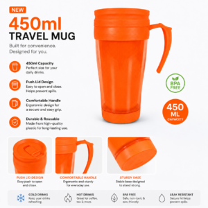#WF 06-01 Double Wall 450ML Plastic Travel Cup - 24PCS